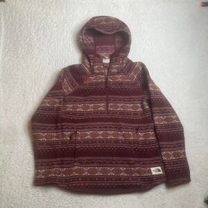 The North face women's printed crescent hoodie Aztec Sherpa lined quarter zip S